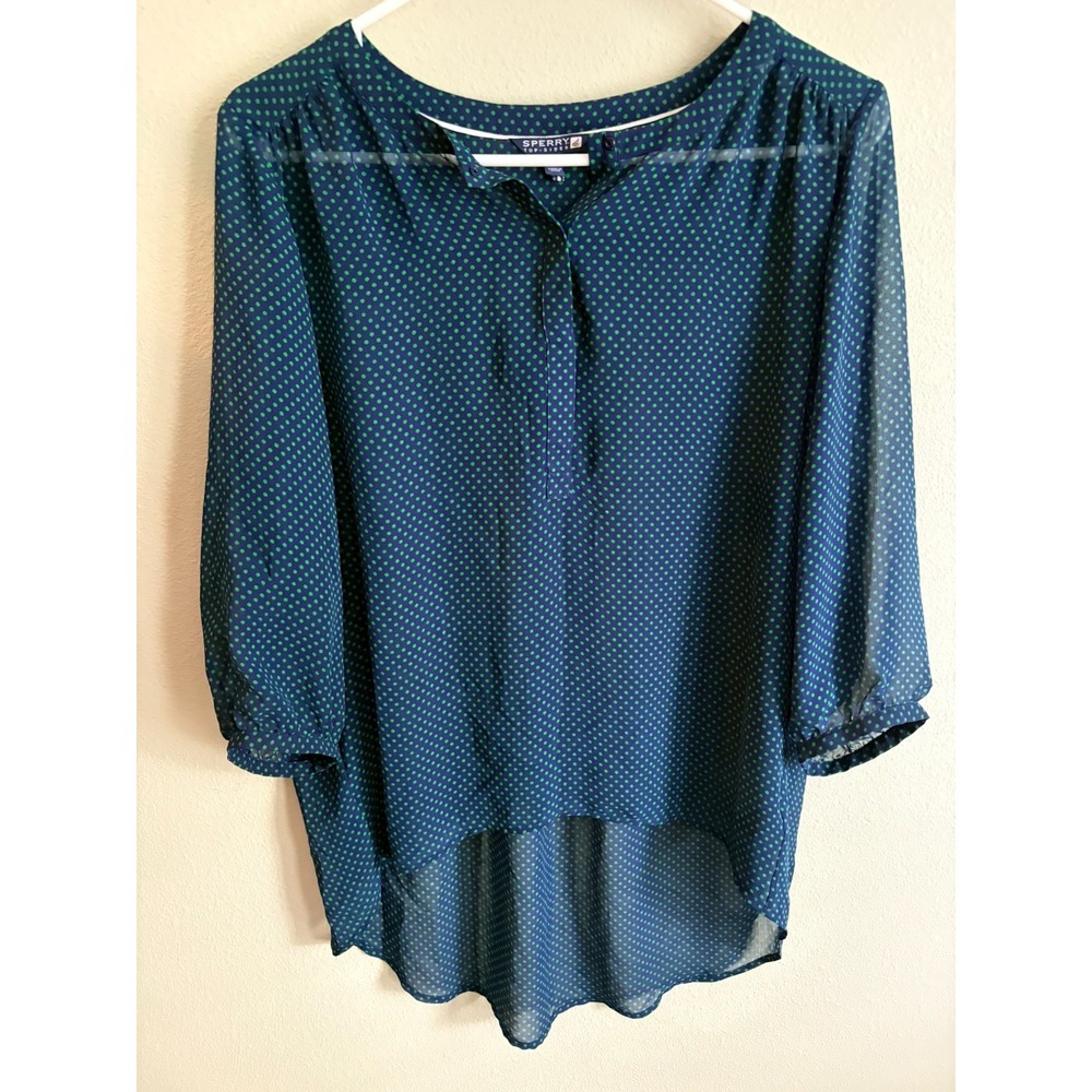 Sperry Size Small Navy Blue‎ Green Blouse women's Top